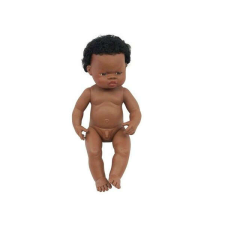 Miniland Baba - afrikai fiú, hajas, 38 cm-es, vízálló, MINILAND, ML31053 baba