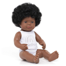 Miniland Baba, afrikai lány, fehérneműben, 38 cm, Miniland ML31160 baba