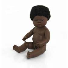 Miniland Hajas baba, 38 cm, ruha nélkül, afrikai fiú baba