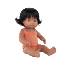 Miniland Papusa 38 cm, Latin fetita, kötött szalopetában baba