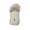 MiniM Gyerek sapka bojtos, téli kötött – Drapp, "G" Emblémával 52-54