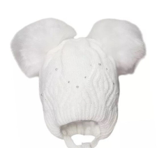  Minimanó téli kötött sapka (40-42) - Fehér Strasszkővel, gyönggyel gyerek sapka