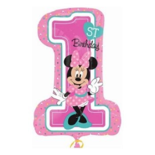 Minnie Disney Minnie első születésnap fólia lufi 71cm party kellék