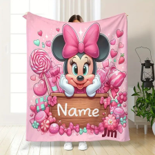  Minnie egér mintás pléd – egyedi névvel ellátható 130 × 150 cm JL1307671 lakástextília
