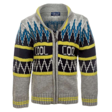 MINOTI Fiú Cipzáros Kardigán - Szürke, Mintás gyerek pulóver, kardigán