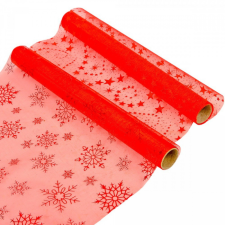  Mintás organza tekercs piros 36x200cm dekorációs kellék