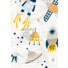 Mintás textil pelenka 1db-os - Űrhajó kék/sárga mosható pelenka