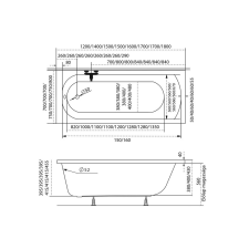  Mira egyenes akril kád 150x75 kád, zuhanykabin