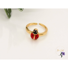  Mirka antiallergén gyermek piros katicás gyűrű-18K gyűrű