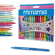 Mitama se třpytkami, 3 mm, trojhranné - sada 16 barev (62845) filctoll, marker