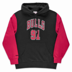  Mitchell & ness chicago bulls dennis rodman mens name & number pullover hoody pulóver férfi fekete/piros l