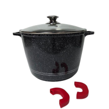 MK Home Fekete, pöttyös márványbevonatos fazék 10 liter edény