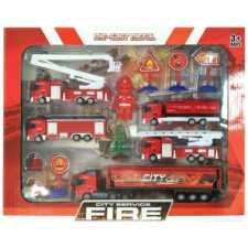 MK Toys Nagy tűzoltó játékszett járművekkel és kiegészítőkkel autópálya és játékautó
