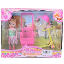 MK Toys Sandra baba pink babakocsival, rollerrel és kiegészítővel baba