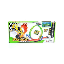 MK Toys Track Racing versenypálya hurokkal, lángoló ugratóval és hátrahúzós kisautóval autópálya és játékautó