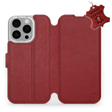 Mobiwear Apple iPhone 16 Pro sötétpiros bőr flip tok - L_DRS (5906511376953) tok és táska