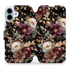 Mobiwear Flip Apple iPhone 17 aranyszínű virágok tok tok és táska