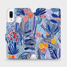 Mobiwear Flip case for Samsung Galaxy A40 - MP03P Blue flower (5903516763689) tok és táska