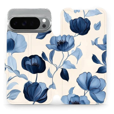 Mobiwear flip knížkové pro Google Pixel 10 Pro XL - Modré květy tok és táska