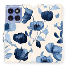 Mobiwear Flip knížkové pro Motorola Edge 60 Pro - Modré květy tok és táska