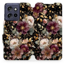 Mobiwear Flip pouzdro pro Motorola Edge 60 Neo - V169S zlatavé kvítky tok és táska