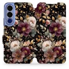 Mobiwear Flip pouzdro pro Vivo V70 FE - V169S zlatavé kvítky tok és táska