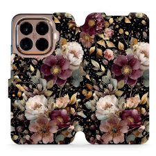 Mobiwear Flip pouzdro pro Xiaomi 15T Pro zlatavé kvítky tok és táska