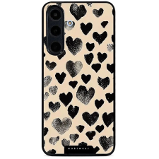 Mobiwear Glossy lesklé pouzdro na Samsung Galaxy S25 FE černá srdíčka tok és táska