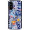 Mobiwear Glossy Samsung Galaxy A26 fényes tok - kék virágok (5906511912793)