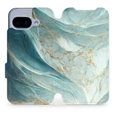 Mobiwear Google Pixel 9a flip tok - zöldes márvány tok és táska