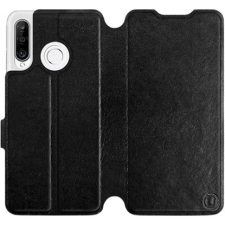 Mobiwear Huawei P30 Lite fekete flipes tok szürke belsővel tok és táska