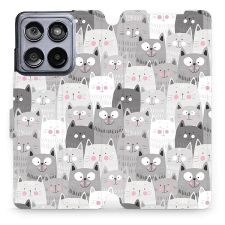 Mobiwear Motorola Edge 60 Fusion flip tok - macskák tok és táska