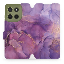 Mobiwear Motorola Moto G15 flip tok - lila márvány (5906511823969) tok és táska
