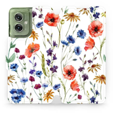 Mobiwear Motorola Moto G55 5G flip tok - mezei virágok (5906511904958) tok és táska
