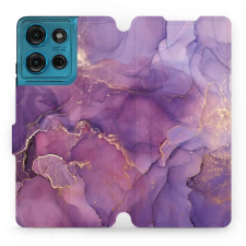 Mobiwear Motorola Moto G75 5G flip tok - lila márvány (5906511906686) tok és táska