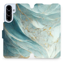 Mobiwear Samsung Galaxy A56 flip tok - zöldes márvány tok és táska