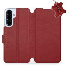 Mobiwear Samsung Galaxy A56 sötétpiros bőr flip tok tok és táska