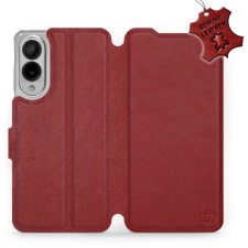 Mobiwear Samsung Galaxy S25 Edge sötétpiros bőr flip tok (5906511886605) tok és táska