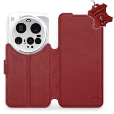 Mobiwear Xiaomi 15 Ultra sötétpiros bőr flip tok tok és táska