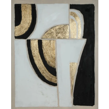 Modern absztrakt kézzel festett falikép 495a Fehér/fekete/arany 80x100 cm grafika, keretezett kép