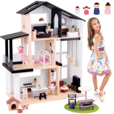  modern fa babaház loft stílusban lszekrényekkel és babákkal babaház