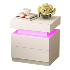 Modern fehér éjjeliszekrény RGB LED világítással HN10527235 bútor
