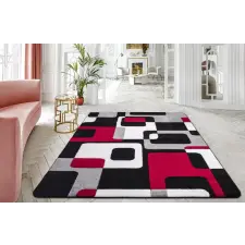 Modern Szőnyeg Margaret 196 (Black-Red) 200x280cm Fekete-Piros lakástextília