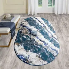  Modern szőnyeg Mykonos 7125 (Cream-Navy) Ovális 60x80cm Kék-Krém lakástextília