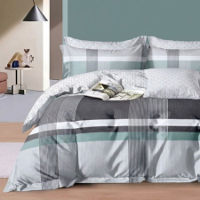  Modern Türkiz-Szürke Kockás Ágyneműhuzat – 7 részes M05-02-02 lakástextília
