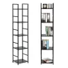 ModernHome Könyvespolc, ModernHome CWJ3024144L, 144,5 x 29 x 23,5 cm, fekete, 5 polcos, fém váz, MDF polc, falhoz rögzíthető