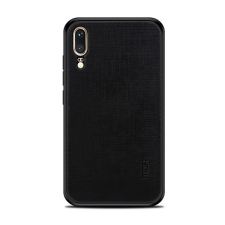 MOFI BRIGHT SHIELD műanyag telefonvédő (szilikon keret, textil hátlap) FEKETE [Huawei P20] (5996457791712) tok és táska
