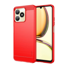 MOFI Realme C53 szilikon telefonvédő (közepesen ütésálló, légpárnás sarok, szálcsiszolt, karbon minta) piros tok és táska