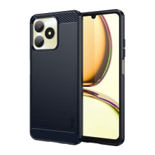 MOFI Realme C53 szilikon telefonvédő (közepesen ütésálló, légpárnás sarok, szálcsiszolt, karbon minta) sötétkék tok és táska