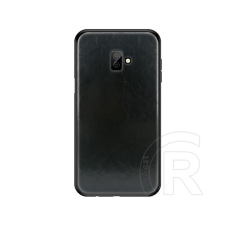 MOFI Samsung Galaxy J6+ tok (szilikon keret, bőr hatású hátlap, fekete) tok és táska
